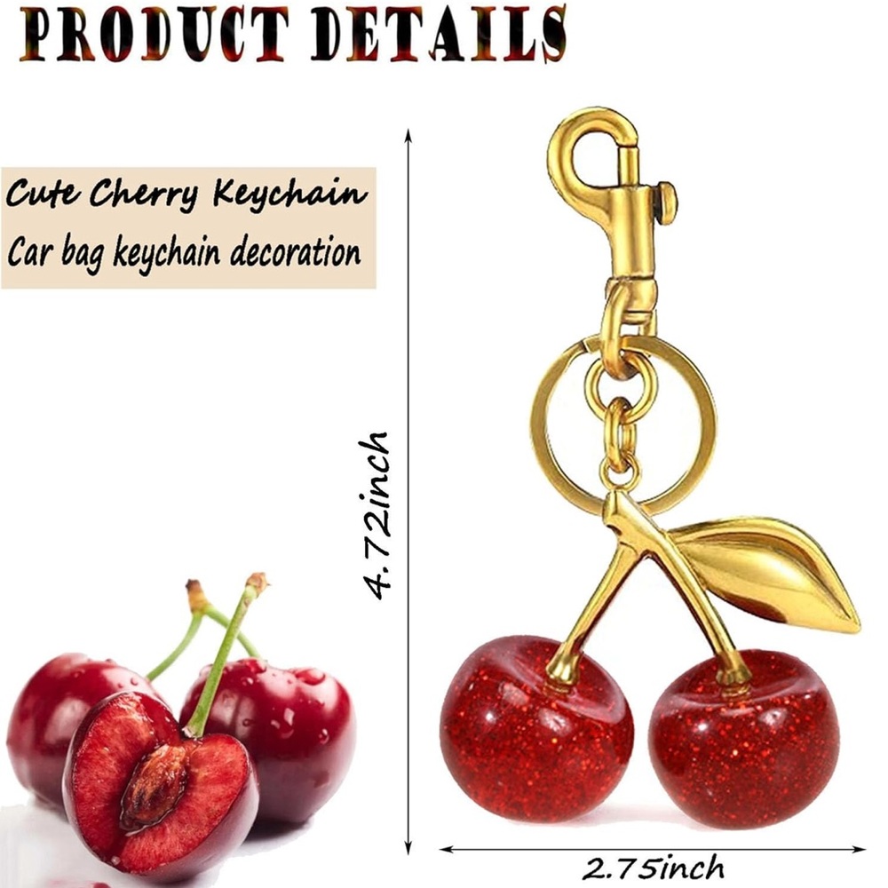 Anthropologie Cherry Keychain in Red and Gold - Picture 11 of 12